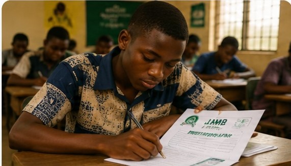 Nigerian children in a classroom learning