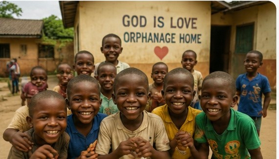 Children at a Nigerian orphanage receiving support
